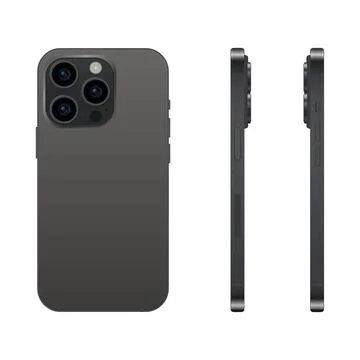 New black TITANIUM smartphone model 15 PRO, mockup template on white backgrou Stock Illustration