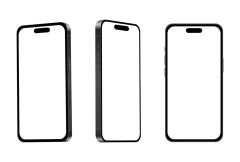 New black TITANIUM smartphone model 15 PRO, mockup template on white backgrou Stockillustratie