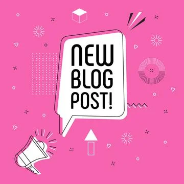 New blog post bubble vector on bright pink background. Comic speech bubble. Stock-Illustration