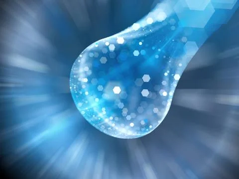 New blue glowing drop shape quantum computer Stock Illustration