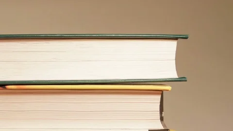 New Books On Stack Standing. Stock Footage 73645152