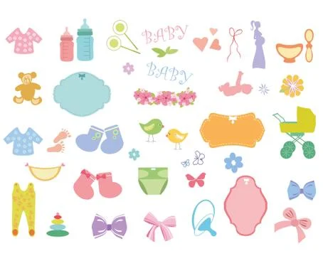 New born baby elements Stock Illustration