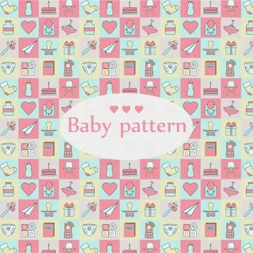 New Born Baby  seamless pattern. Stock Illustration