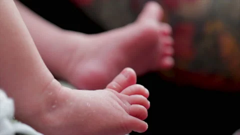 New born feet baby feet close Stock Video Pond5