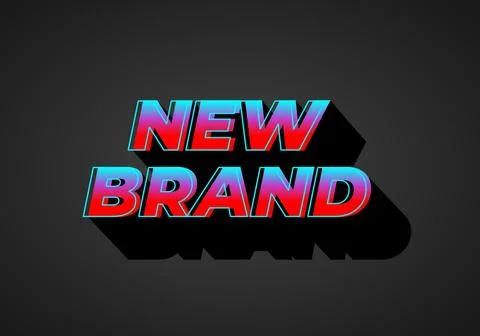New brand. Text effect in 3D look. Gradient blue red color. Dark background Stock Illustration