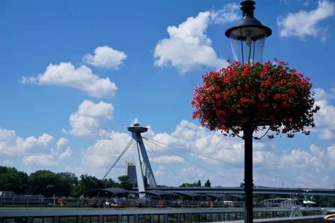 The new bridge in Bratislava Stock Photos