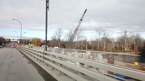 New bridge construction in le Bizard, Quebec Stock Footage 229953373