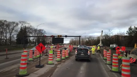 New bridge construction in le Bizard, Quebec Stock Footage 229954106