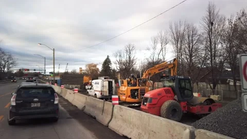 New bridge construction site in le Bizard, Quebec Stock Footage 229954053