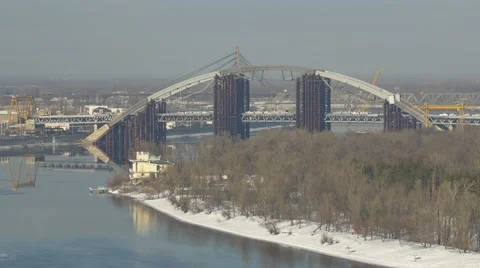 New bridge over Dnieper River in Kiev, Ukraine Stock Footage 47221798