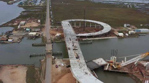 A New Bridge to Replace a Very Old Drawbridge, Sargent, Texas, USA Stock Footage 145943239