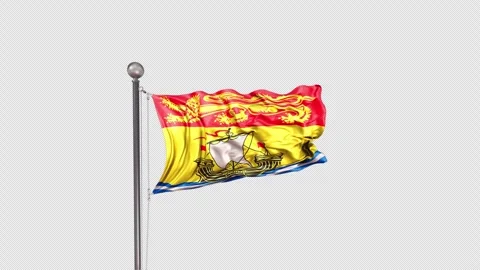 New Brunswick Flag  Animation Loop Include Alpha 3D Rendering Stock-Footage 312082608