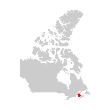 New Brunswick highlighted on the map of Canada Stock Illustration