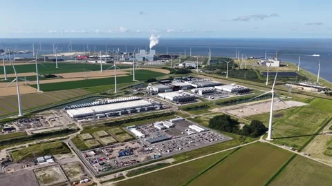 New build data center, computing center in Eemshaven, Groningen, The 스톡 동영상 315886986