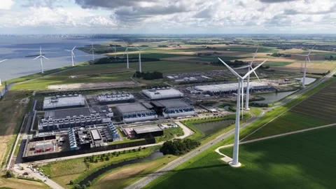New build data center, computing center in Eemshaven, Groningen, The Stock-Footage 315887026