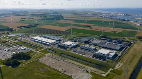 New build data center, computing center in Eemshaven, Groningen, The 写真素材