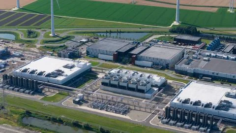 New build data center, computing center in Eemshaven, Groningen, The Stockfoto's