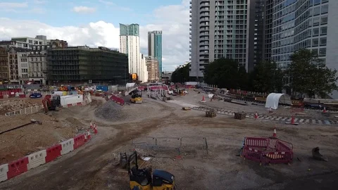 New Building construction work. High angle view of construction Stock Footage 111040651