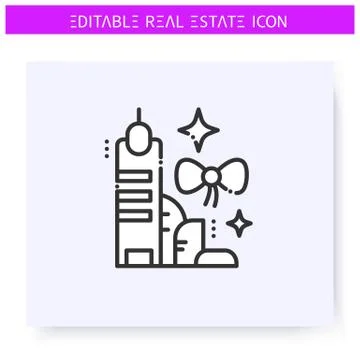 New building line icon. Editable illustration Ilustración de archivo