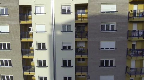 New building with lots of windows and balconies Stock Footage 46637877