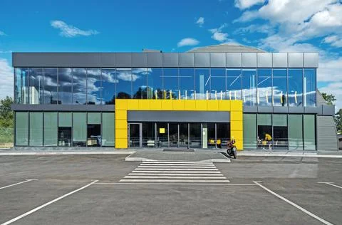 New building made of plastic, glass and concrete Stock Photos