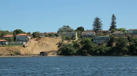 New building plot, perth waterfront houses on swan river, australia Stock Footage 37058069