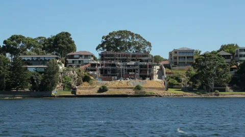 New building plot, perth waterfront houses on swan river, australia Stock Footage 37058113