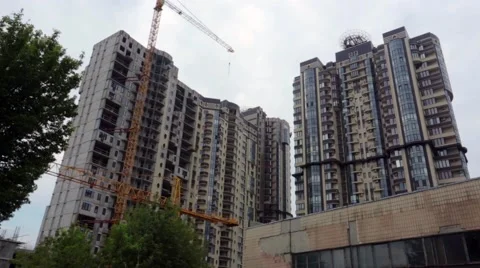New Building Under Construction in Kiev, Ukraine. Stock Footage 53123852