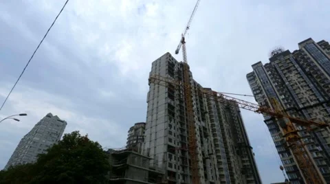 New Building Under Construction in Kiev, Ukraine. Stock Footage 53123872