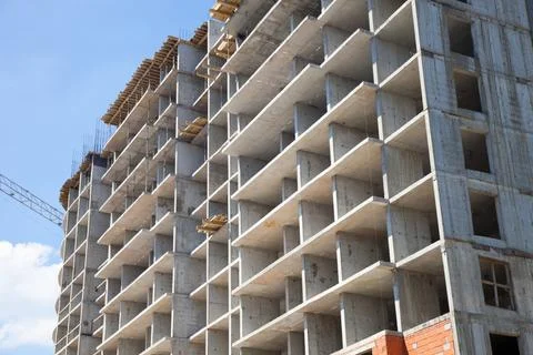 New building under construction. Side view. Stock Photos