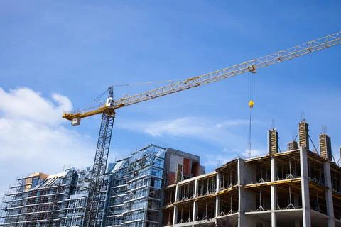 New building under construction. Side view. Stock Photos