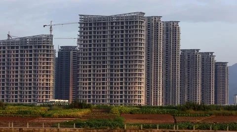 New Building Under Construction in Yiwu, Hong Kong China Stock Footage 55963698
