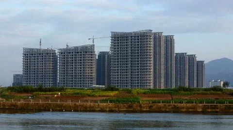 New Building Under Construction in Yiwu, Hong Kong China Stock Footage 55963897