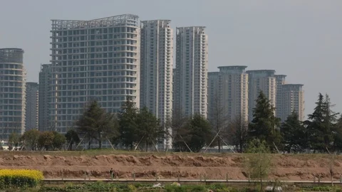 New Building Under Construction in Yiwu, Hong Kong China. Stock Footage 95433859