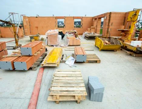 New built house in construction Stock Photos