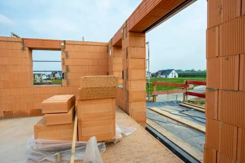 New built house in construction Stock Photos
