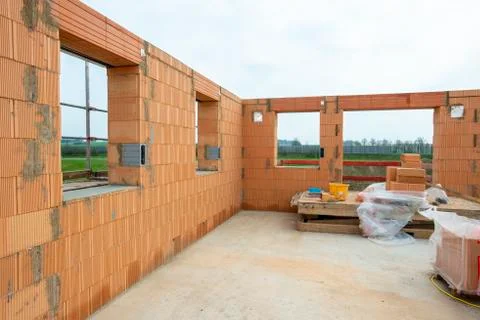 New built house in construction Stock Photos