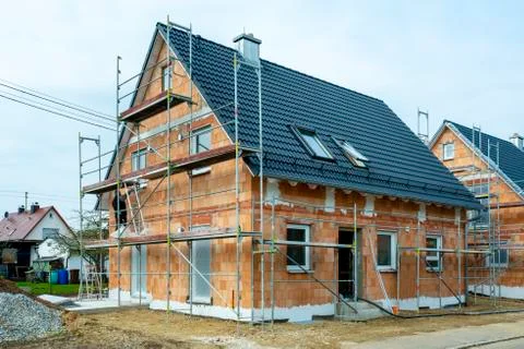 New built house in construction Stock Photos