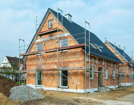 New built house in construction Stock Photos