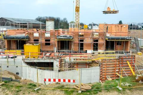 New built house in construction Stock Photos