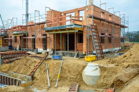 New built house in construction Stock Photos