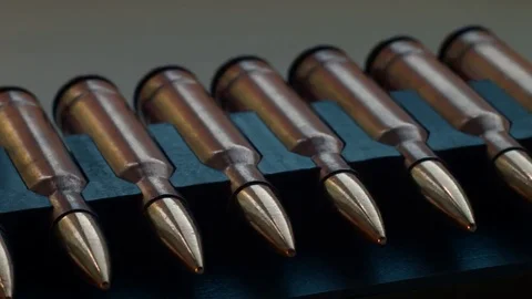 New bullets for the rifle close-up Stock Footage 69085832
