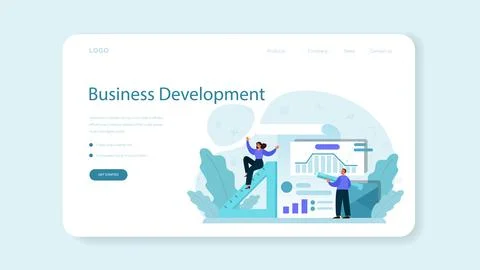 New business directions development web banner or landing page. Stock Illustration