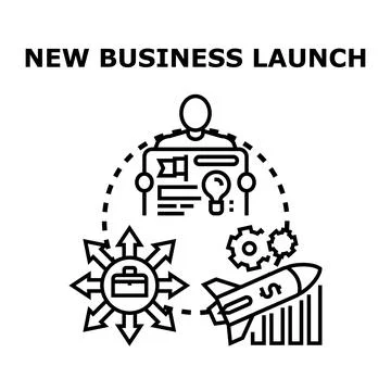 New business launch plan startup strategy development Stock Illustration