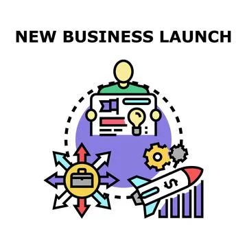New business launch plan startup strategy development Stock Illustration