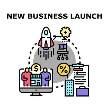 New business launch startup strategy development process Stock Illustration