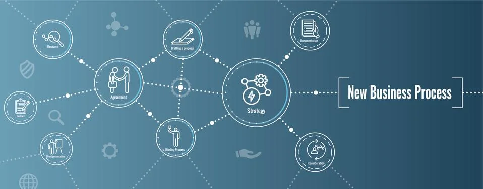 New Business Process Web Header Banner and Icon Set Stock Illustration
