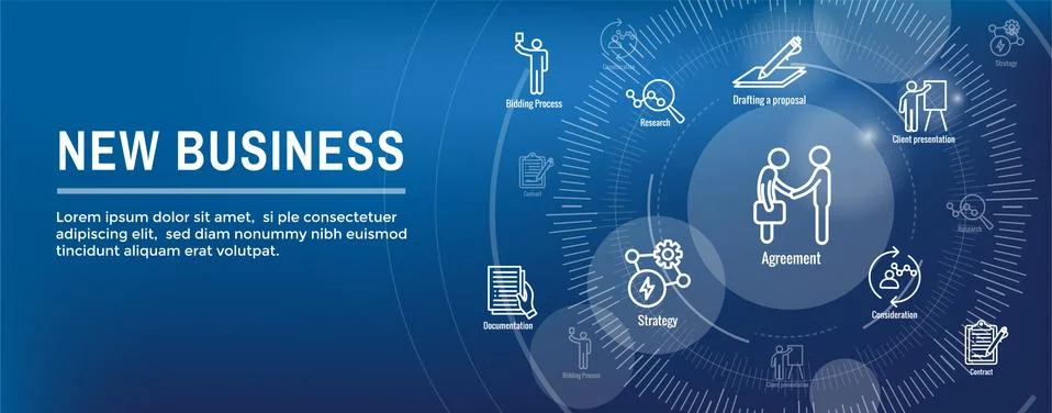 New Business Process Web Header Banner and Icon Set Stock Illustration