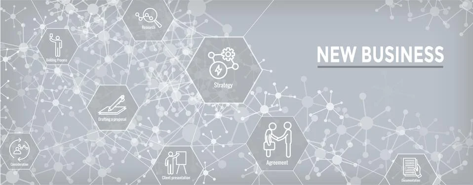New Business Process Web Header Banner and Icon Set Stock Illustration