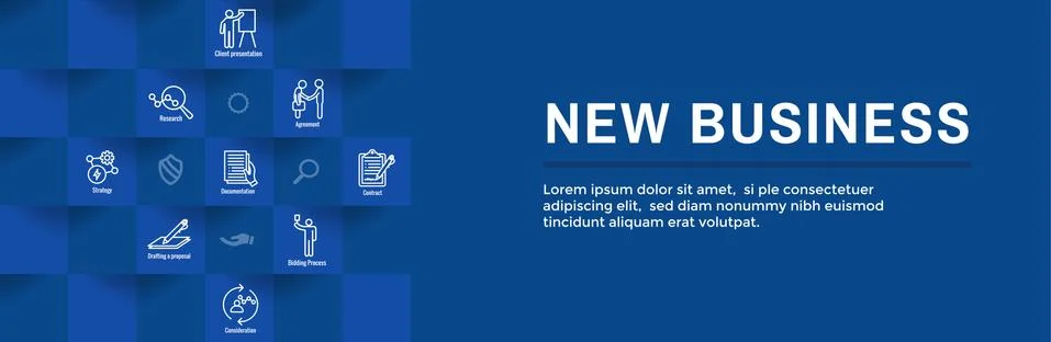New Business Process Web Header Banner and Icon Set Stock Illustration